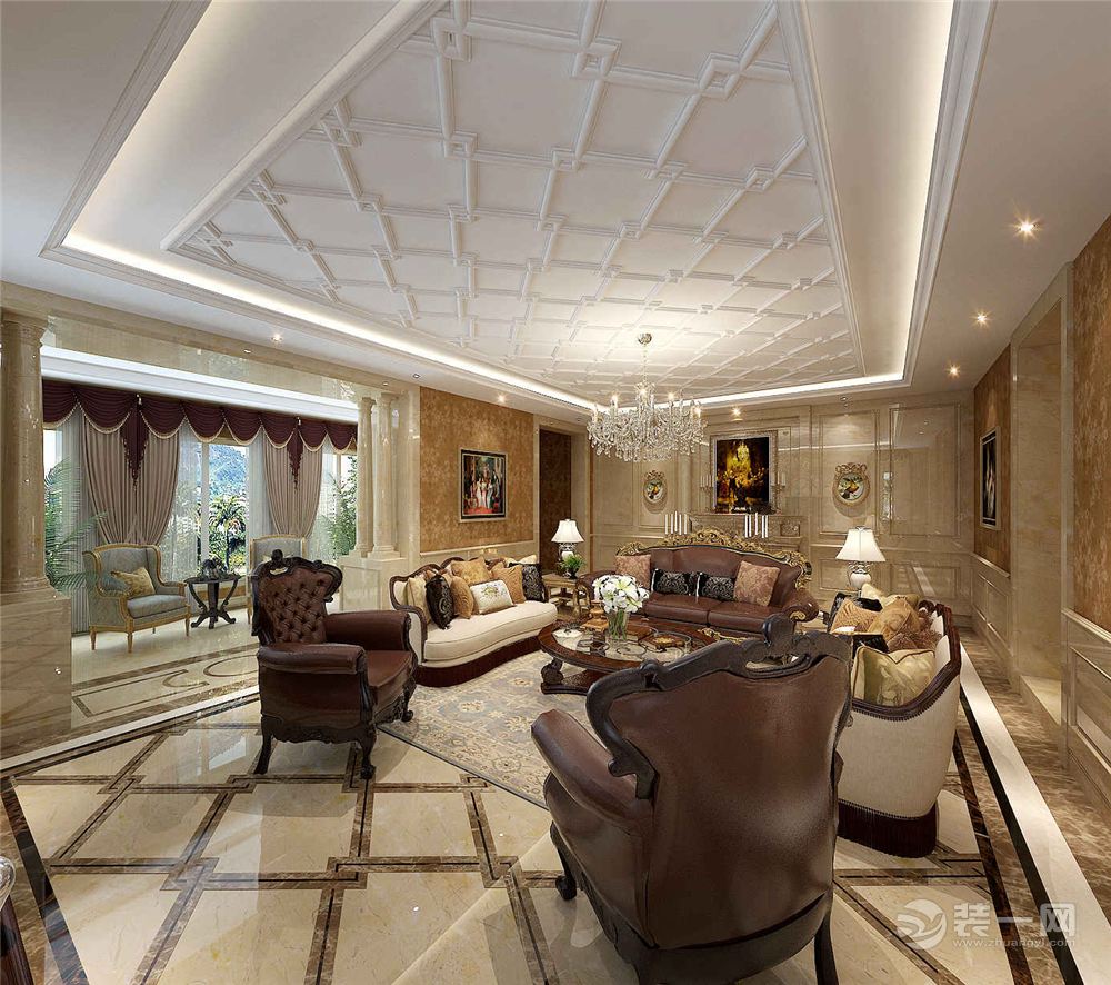 客厅2托斯卡纳 360平 别墅 造价60万 欧式新古典风格