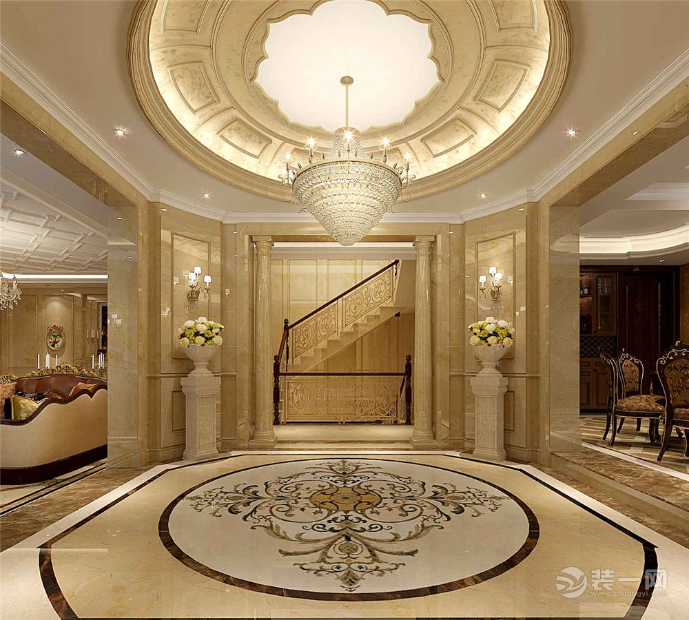 托斯卡纳 360平 别墅 造价60万 欧式新古典风格中厅