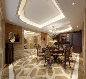 托斯卡纳 360平 别墅 造价60万 欧式新古典风格餐厅