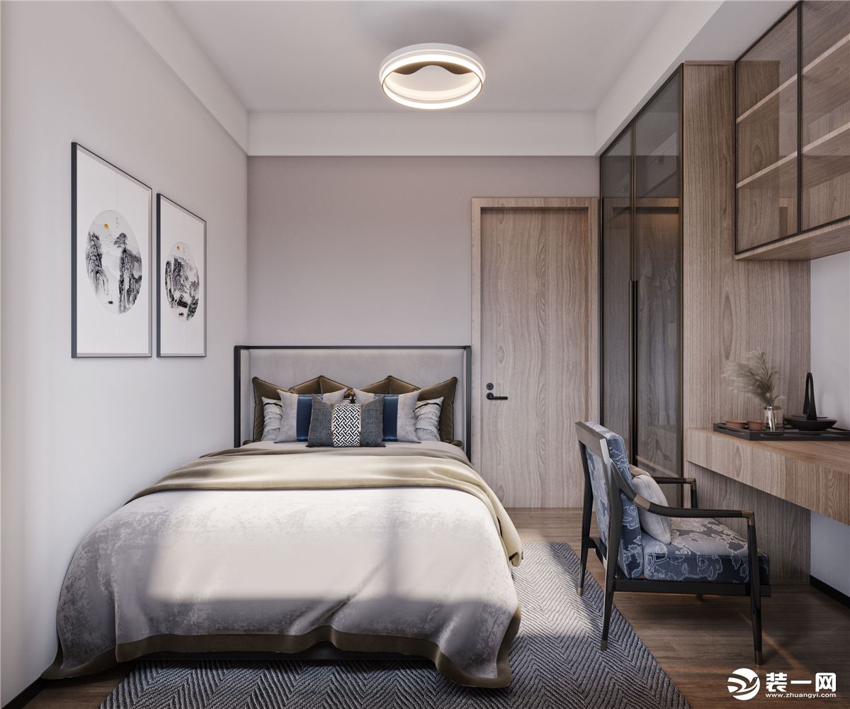 卧室在色彩方面秉承了传统古典风格的典雅和华贵，但与之不同的是加入了很多现代元素，呈现着时尚的特征。