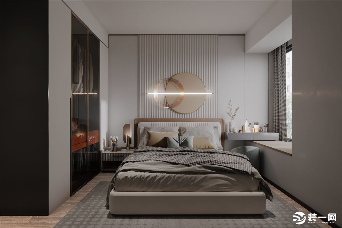主卧采用无主灯设计，素雅精致的卧室空间，舒适又温馨。