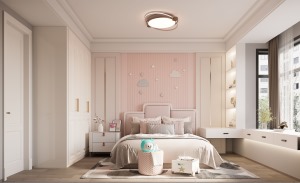女儿房则是更加温婉灵动的淡粉色空间