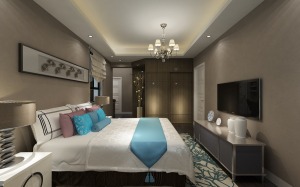 恒福尚城现代风格大户型案例卧室