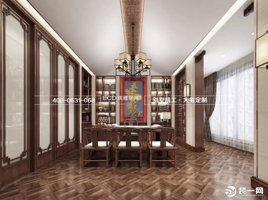 500平别墅新中式风格餐厅装修效果图