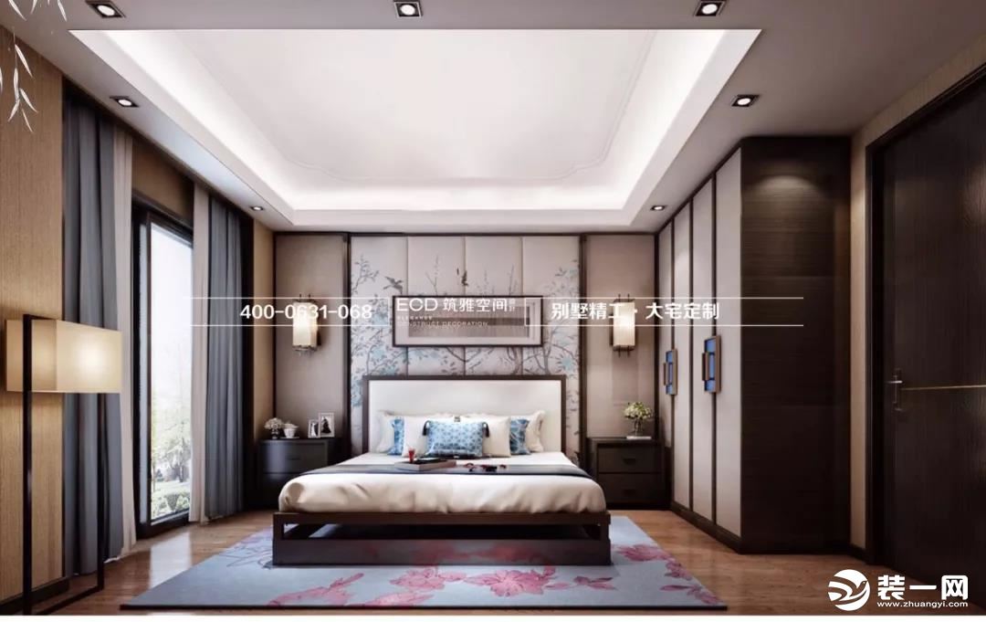 500平别墅新中式风格卧室装修效果图
