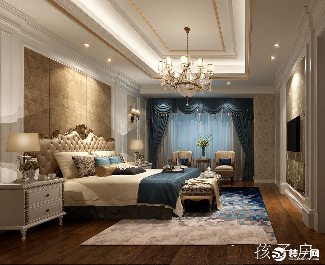 540平别墅欧式风格卧室装修效果图