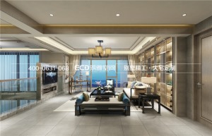 1000平别墅新中式风格客厅装修效果图