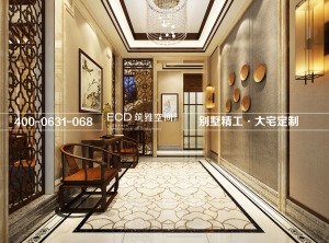 600平别墅新中式风格过道装修效果图