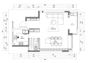 平面图中，设计师将楼梯做位置更改，客厅与餐厅做相对设计，更能凸显空间的宽敞，留出单独空间做厨房，双开