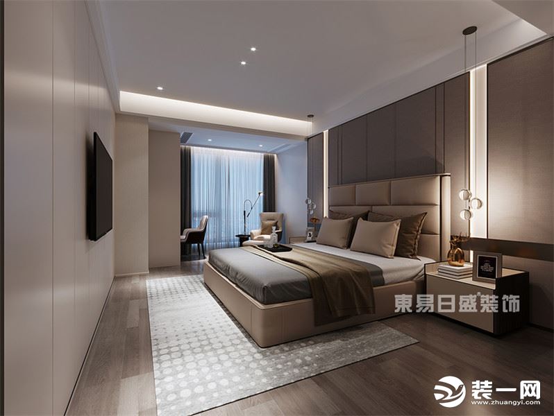 中交御墅167平现代轻奢风格跃层装修设计卧室效果图