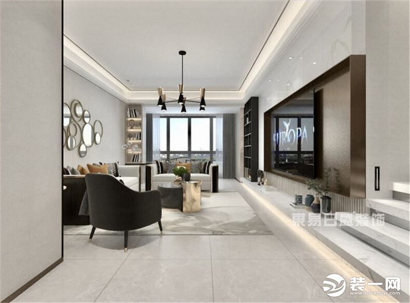 温州府——180平现代轻奢风格客厅装修设计效果图