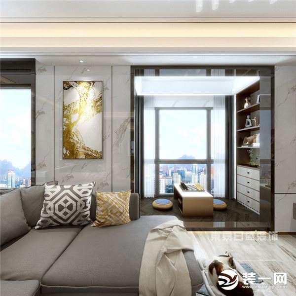现代轻奢风格跃层客厅装修设计效果图