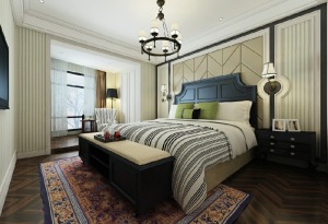 北大资源时光 120平 三居室 造价12万 新中式卧室床头背景