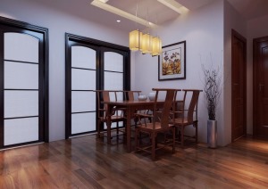 龙湖香醒98㎡两室陕西紫苹果装饰中式风格设计效果图-餐厅造型设计效果图