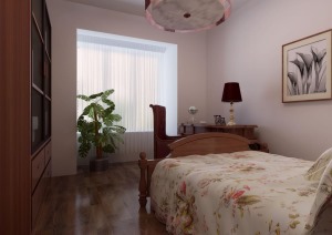 紫苹果装饰集团龙湖香醒98㎡中式风格设计效果图-卧室设计效果图