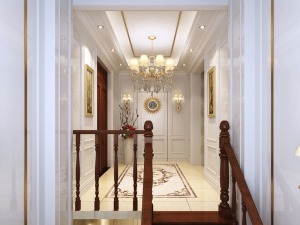 法式别墅二层楼梯间装修效果图
