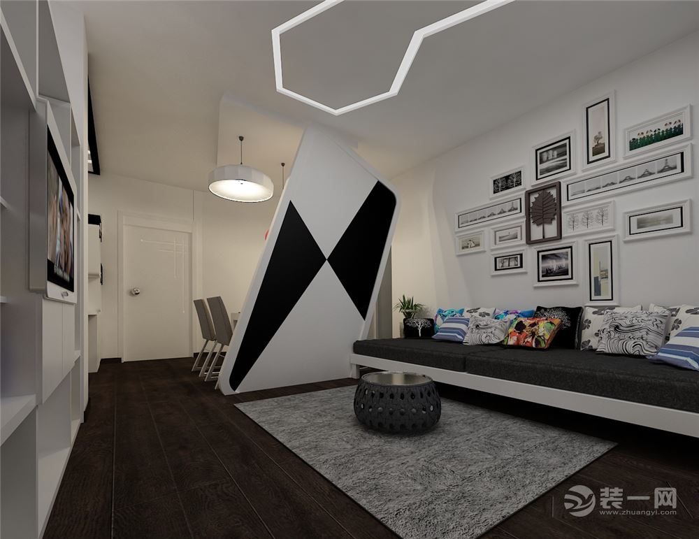 现代简约装修风格效果图—创意公寓客厅