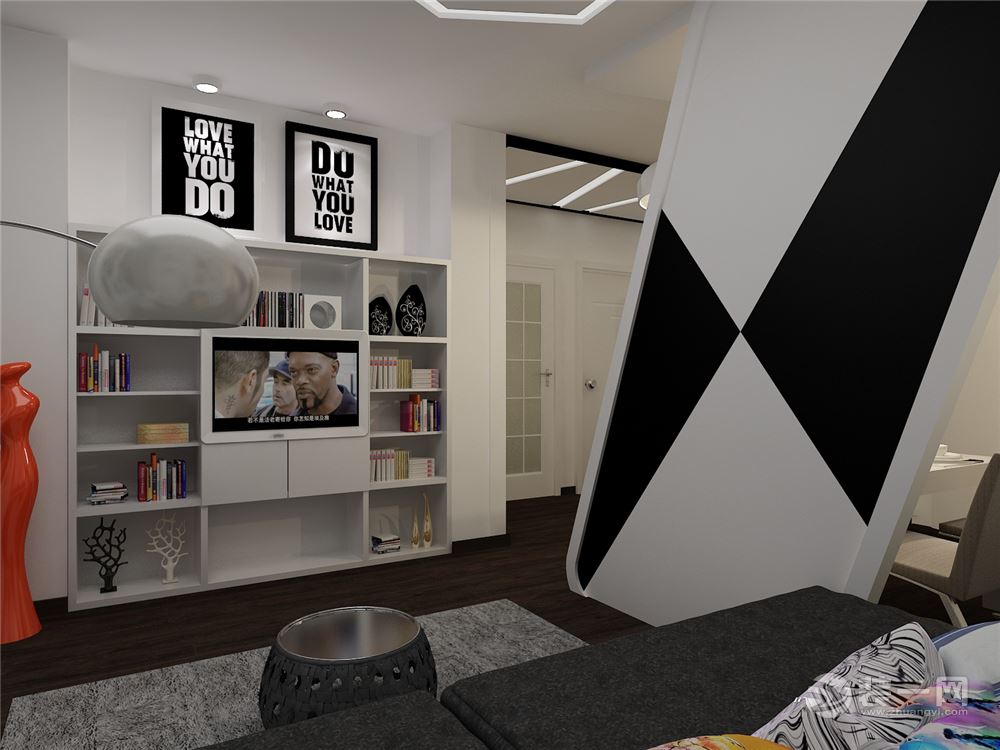现代简约装修风格效果图—创意公寓电视柜