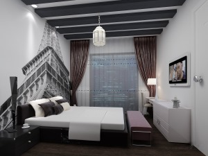 现代简约装修风格效果图—创意公寓卧室