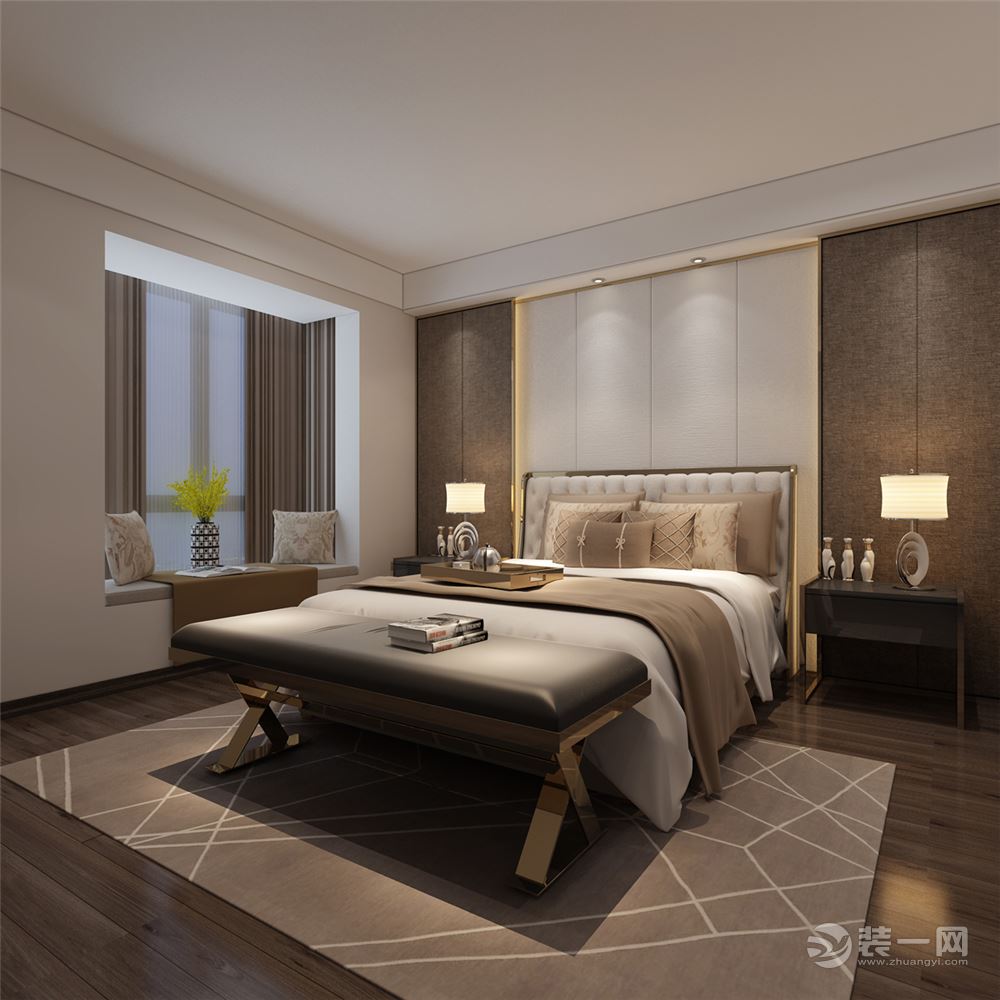 万达文旅城现代港式风格卧室装修效果图