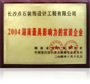 2004年湖南省最具影响力的家装企业