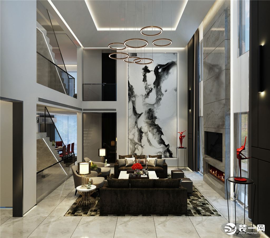 420平米新悦庭极简风格客厅装修效果图
