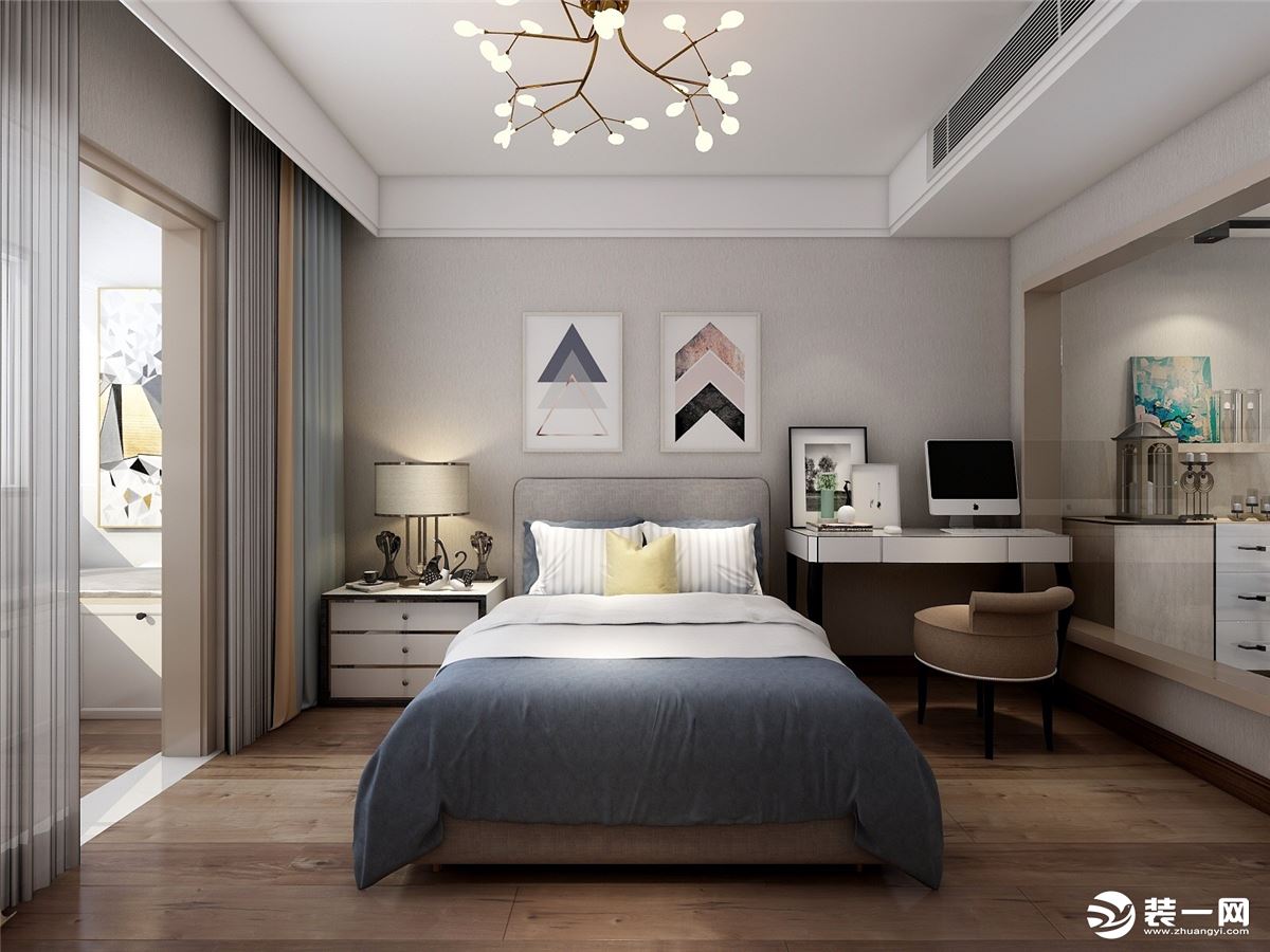 长寿公寓现代简约风格卧室装修效果图