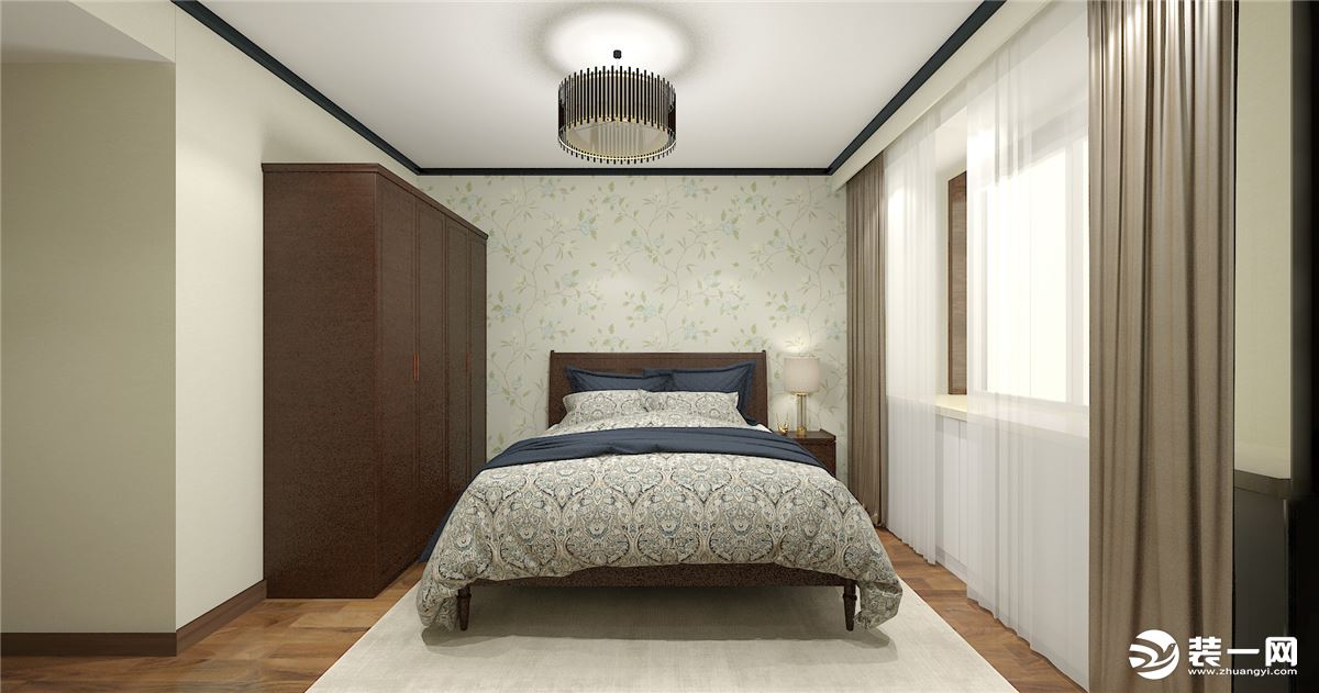 阳光100现代中式风格卧室装修效果图