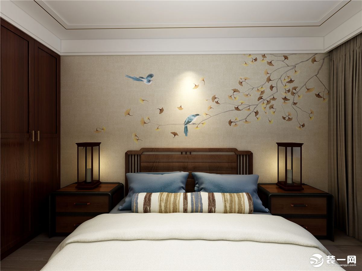 郁江溪岸现代中式风格卧室装修效果图