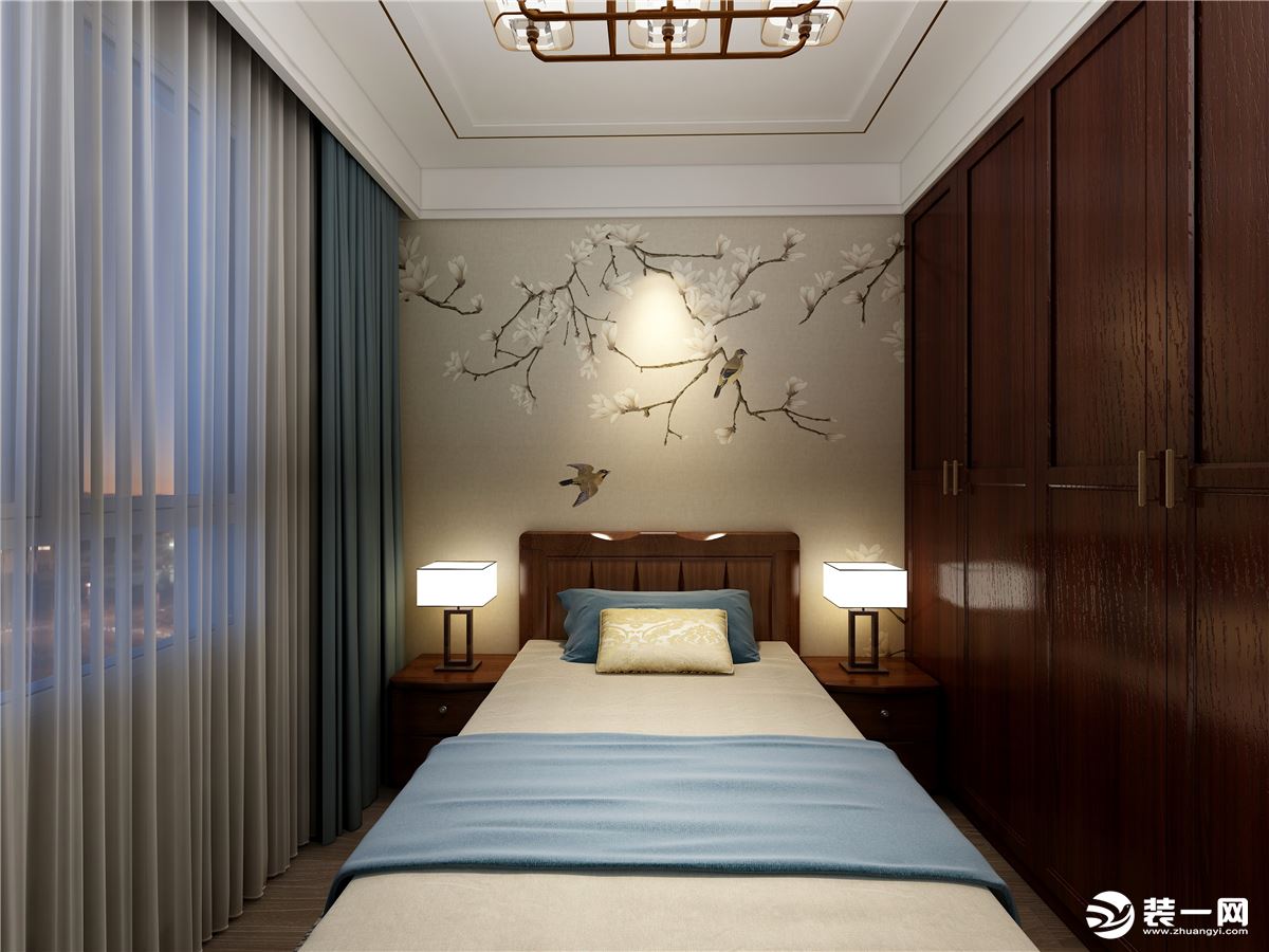 郁江溪岸现代中式风格卧室装修效果图
