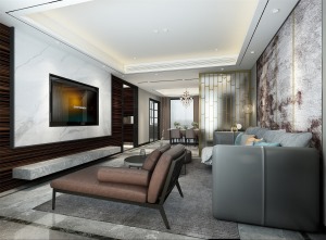 129平米融创中心春丰园现代风格客厅装修效果图
