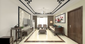 阳光100现代中式风格客厅装修效果图