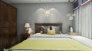 梵客家装龙乡西区90平美式乡村风格案例--卧室