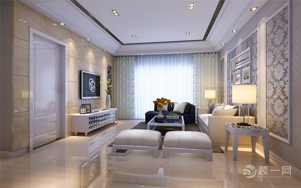 中式风格四居室客厅装修设计