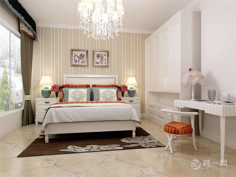 花蔓溪谷160㎡新中式风格复式卧室效果展示
