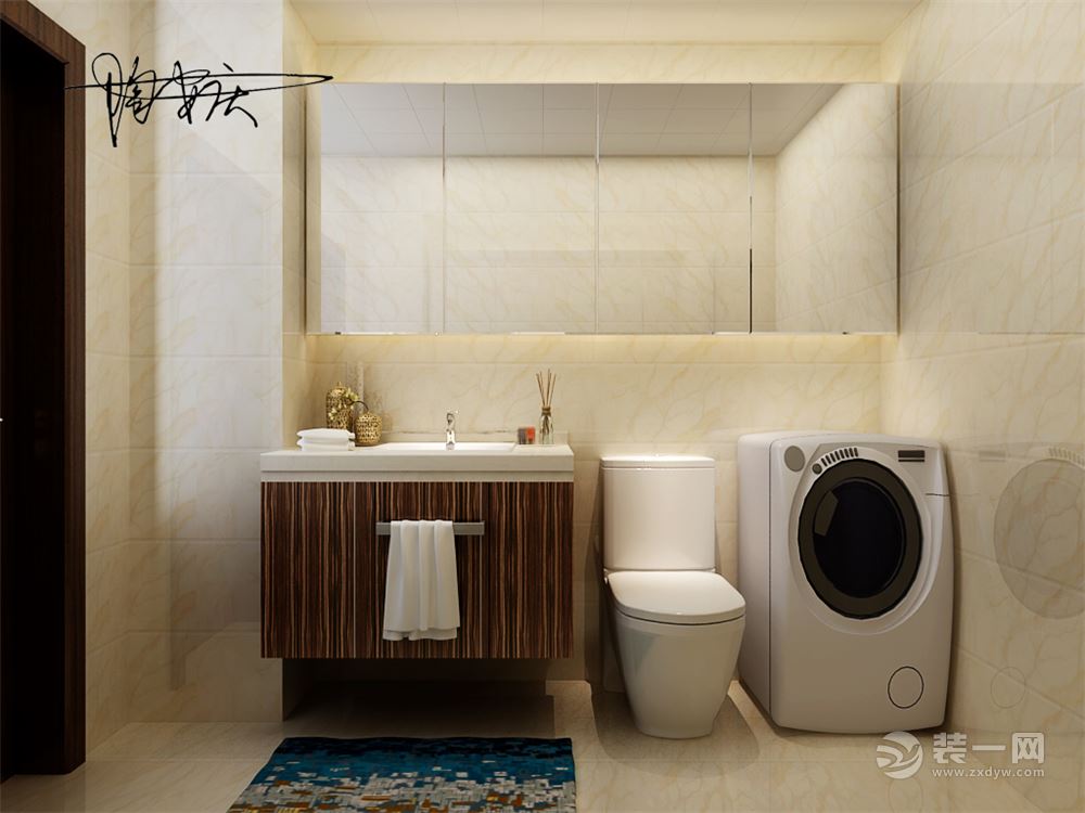 万达广场135㎡后现代风格三居室卫生间效果展示