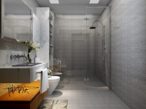 万达广场135㎡后现代风格三居室卫生间效果展示