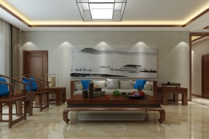 米兰二期170㎡新中式风格四居室客厅