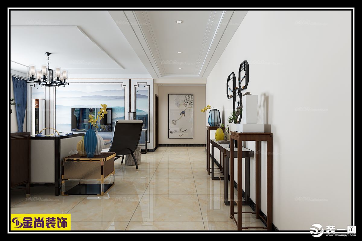 和平大院180平四居室新中式风格装修效果图走廊