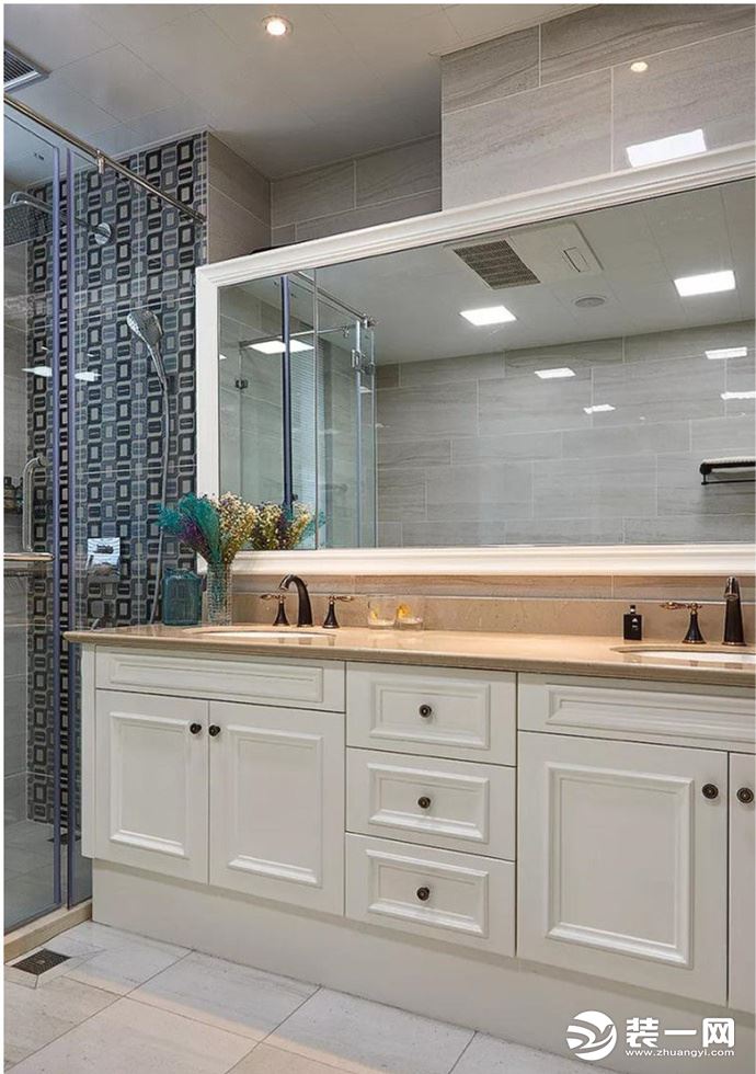 丰润水上115平方三居室新古典风格 卫浴间装修效果图