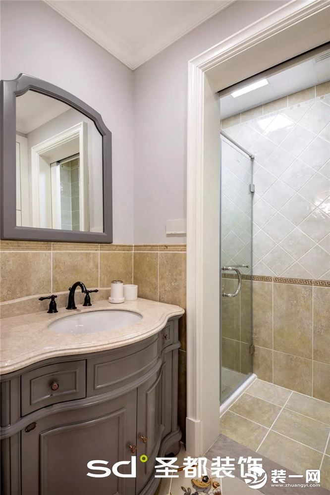 160平米现代美式风格三居室淋浴房