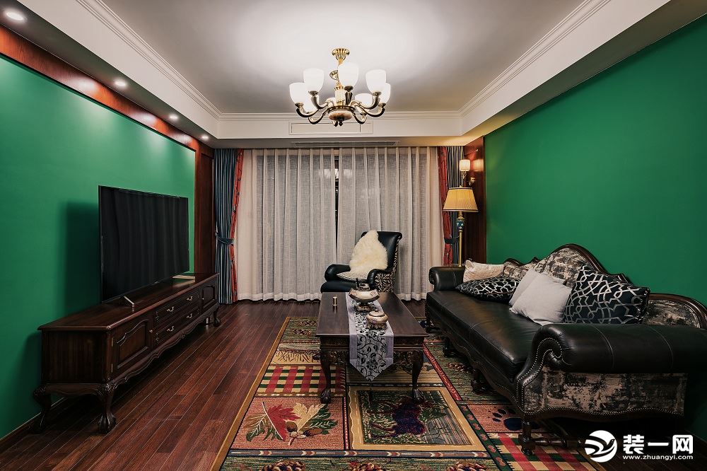 东湖城139平米美式混搭风格三居室客厅