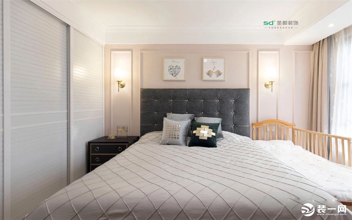 128平米轻奢风格三居室卧室装修效果图
