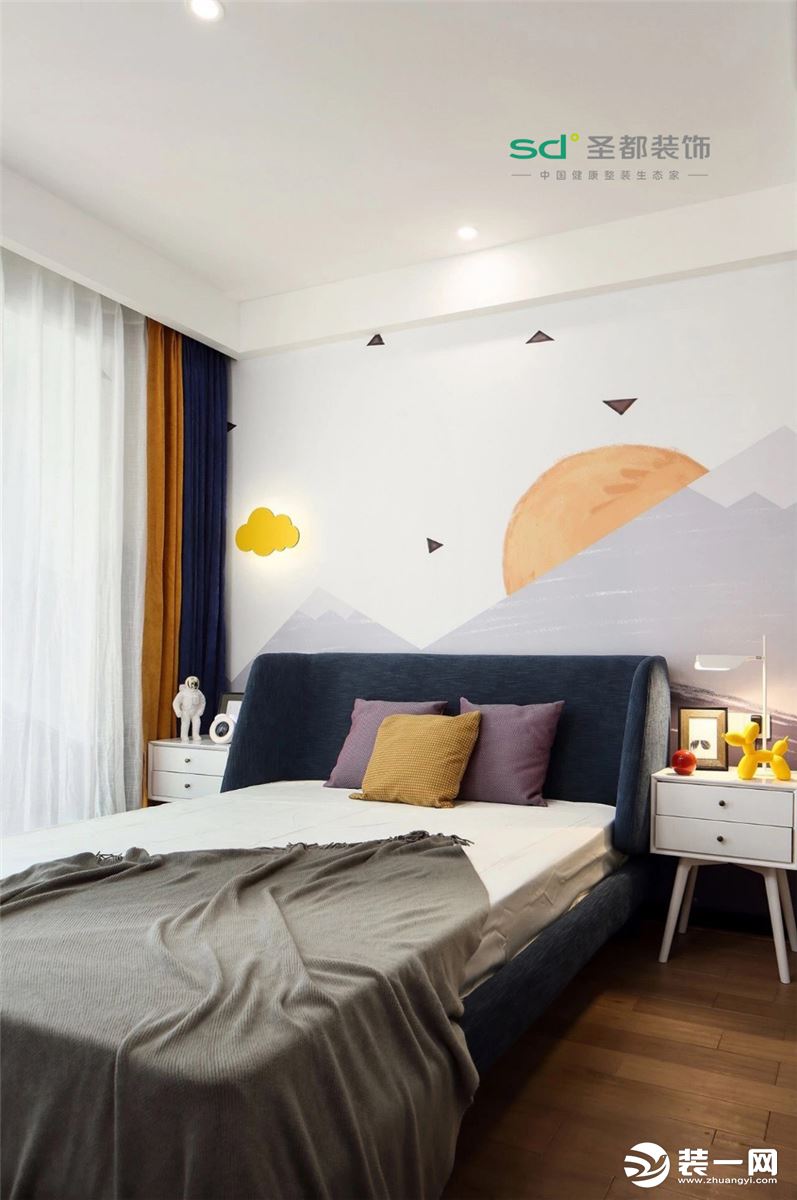 128平米现代风格三居室卧室装修效果图