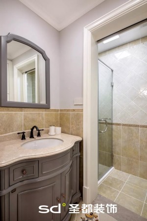 160平米现代美式风格三居室淋浴房