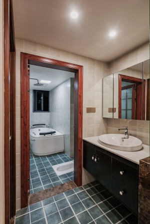 东湖城139平米美式混搭风格三居室卫浴间