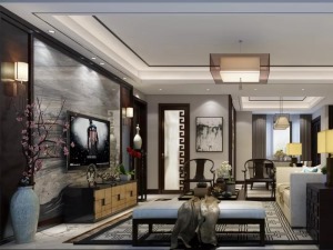 【圣都装饰】125平米新中式风格三居室装修效果图