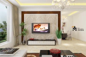 79平两居室现代风格电视背景墙装修效果图
