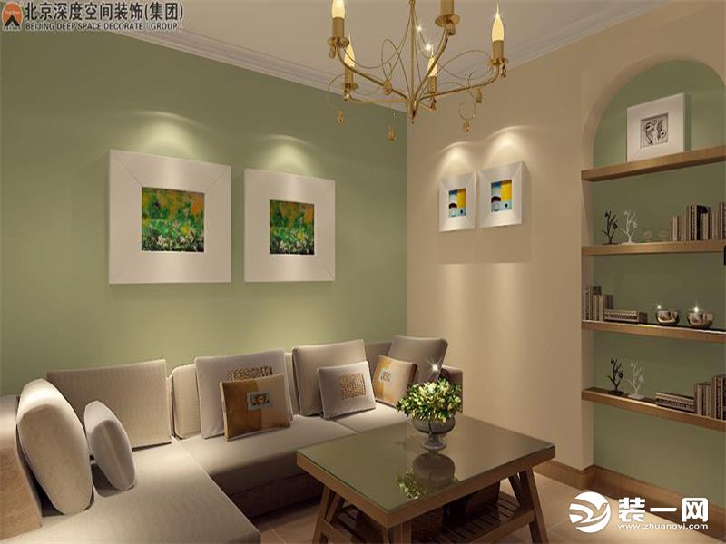 桂林深度空间装饰200平米别墅田园风格装修效果图沙发背景墙