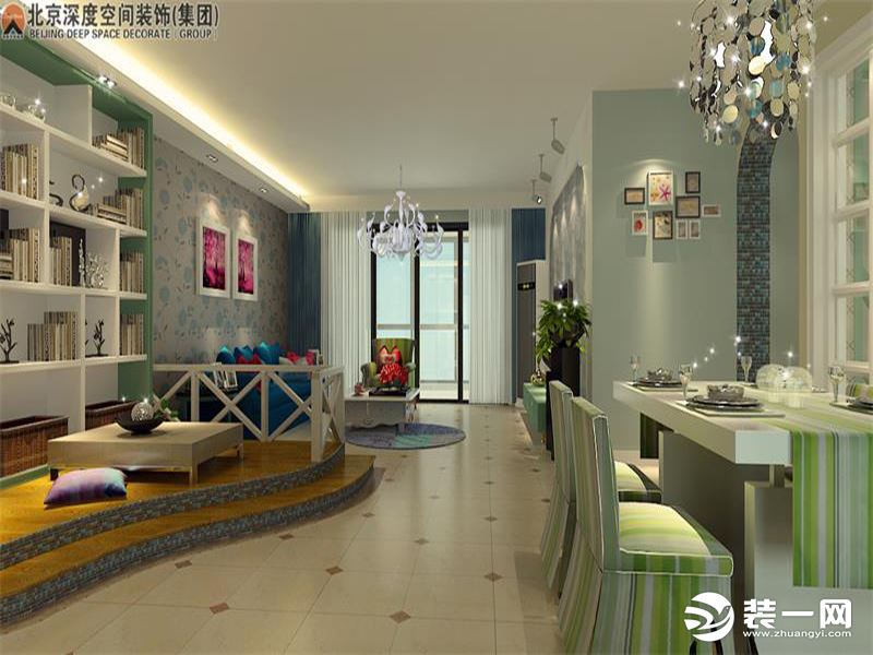 桂林深度空间装饰200平米别墅田园风格装修效果图客厅